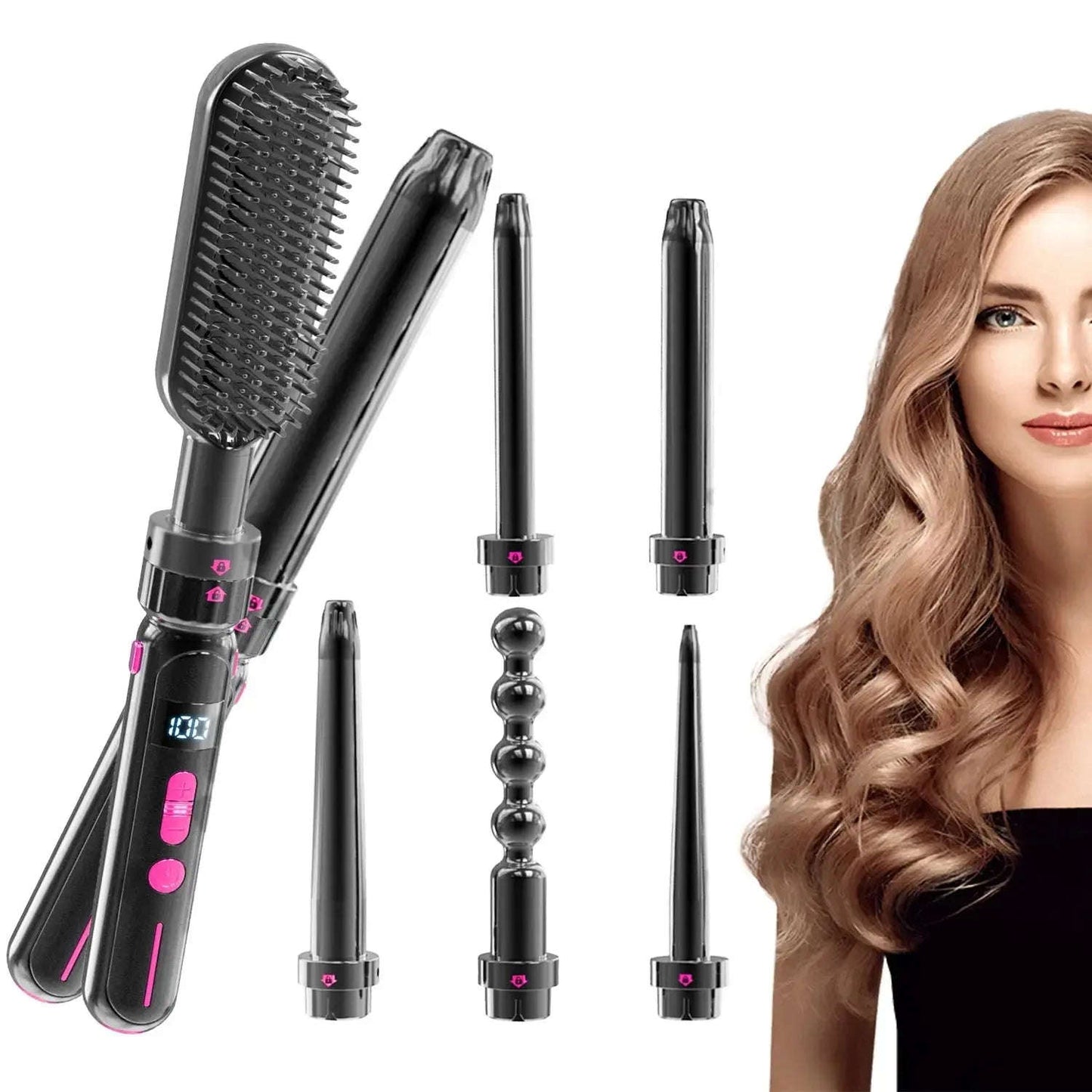 2-in-1 Curling & Straightening Iron Splashis 110-220v styling iron 2 in 1 curling iron and straightener 2 tools in 1 2024 hair trends 21mm curling iron 25mm styling wand 30 second heat up 30 temperature settings 30mm barrel 360 swivel cord