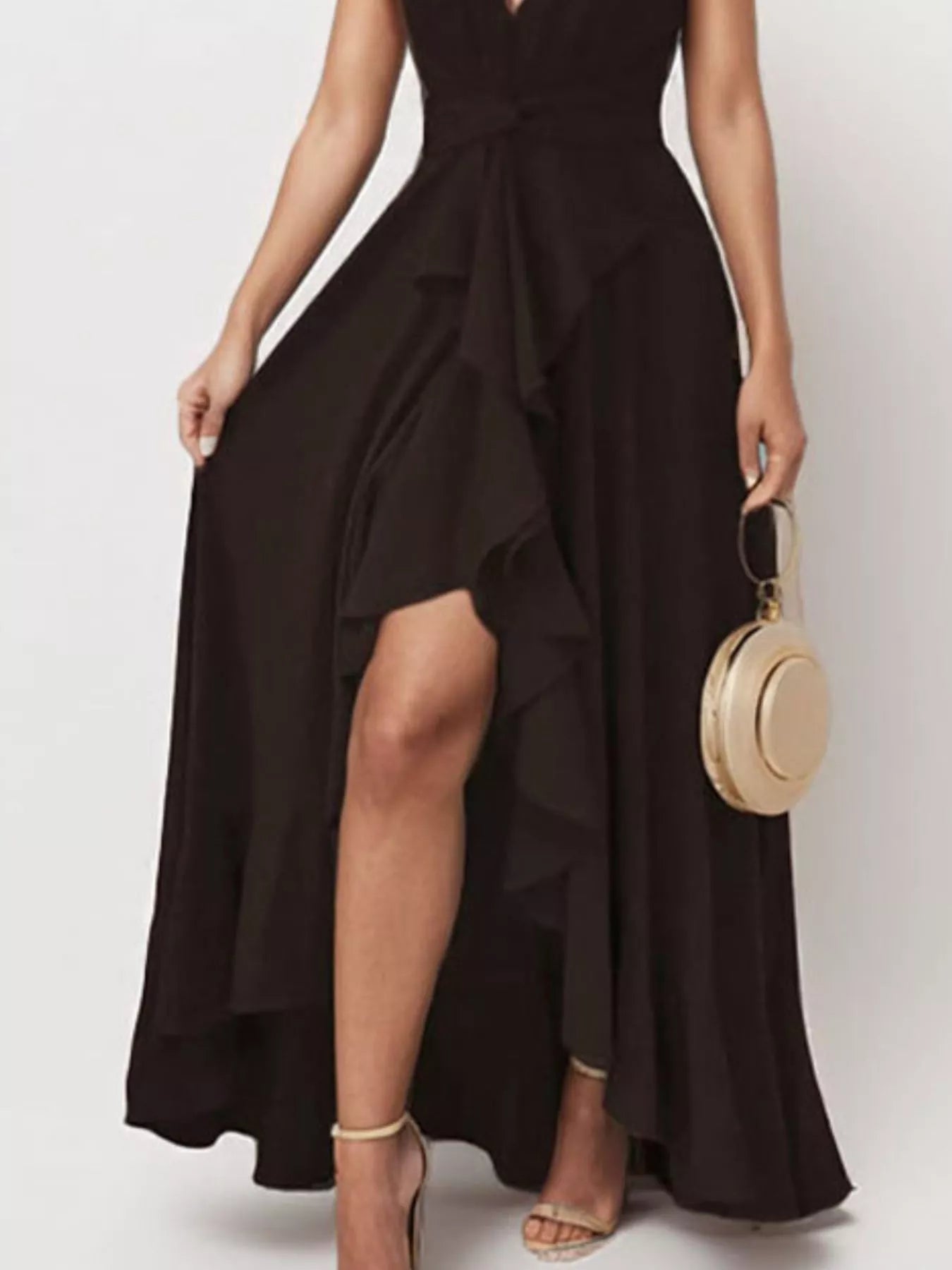 Full Size Ruffled High-Low Maxi Dress Plus Size-Maxi Dress.-Splashis-Splashis