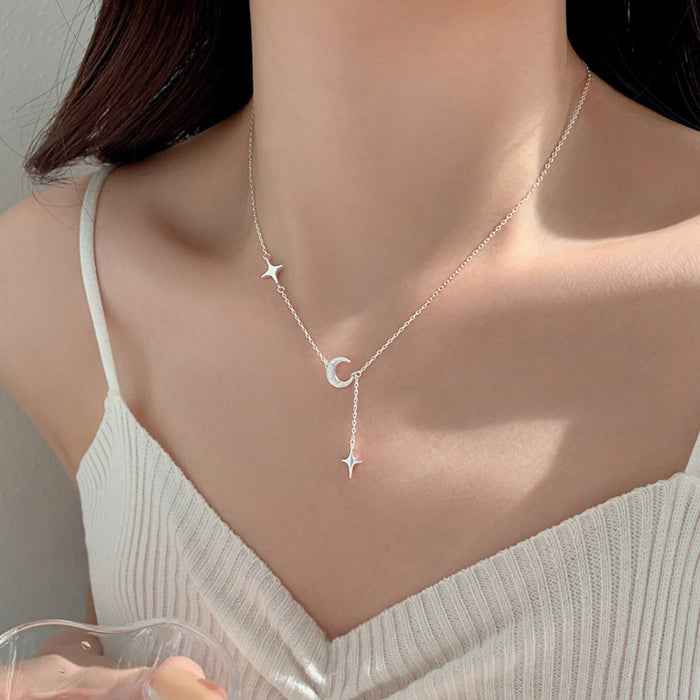 Star and moon pendant necklace in 925 sterling silver — primary view