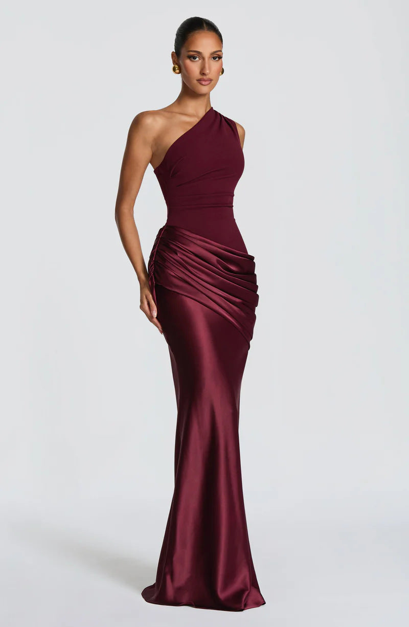 One-shoulder satin mermaid dress — additional view 6