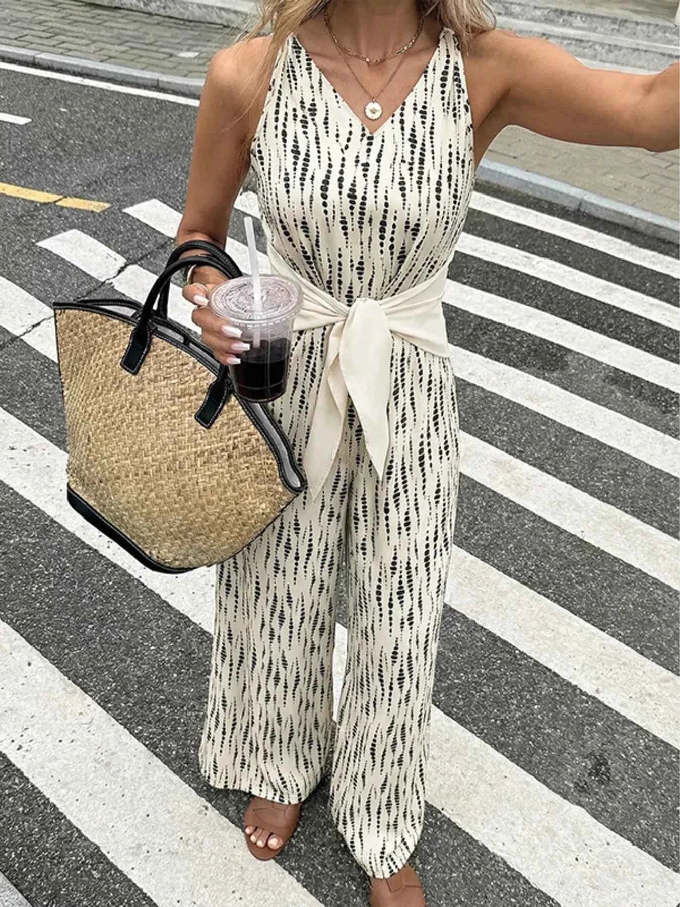 Wide Leg Tie Waist Jumpsuit Secondary image