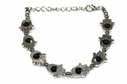 Evil eye red beads bracelet with Hamsa Hand charms for protection and positive energy