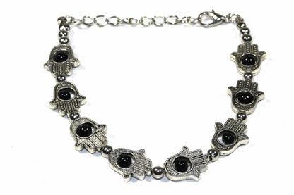 Evil eye red beads bracelet with Hamsa Hand charms for protection and positive energy