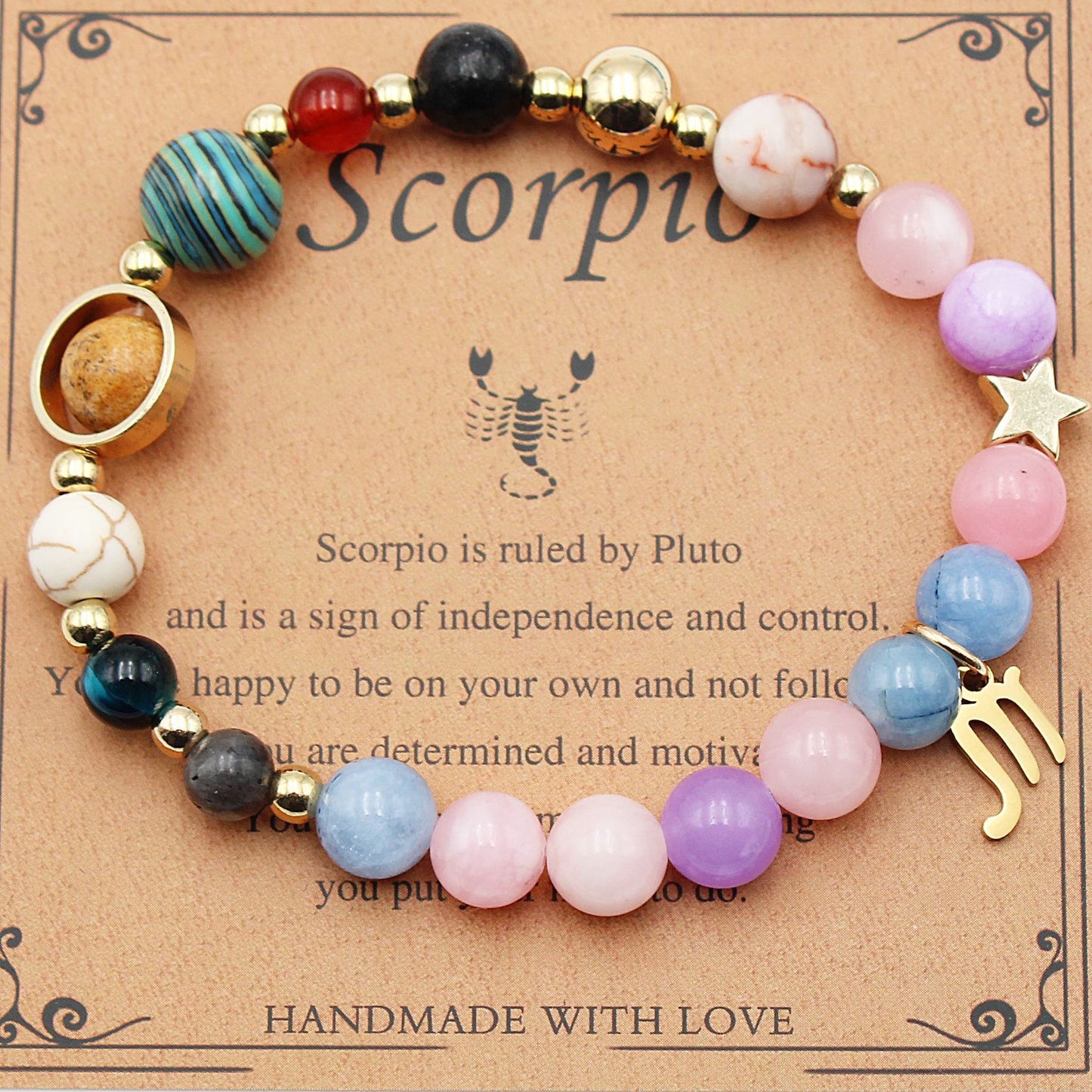 Eight Planets 12 Constellation Bracelet Morgan Stone Beaded Bracelet in various zodiac colors