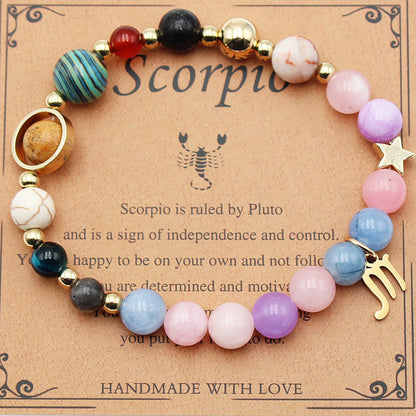 Eight Planets 12 Constellation Bracelet Morgan Stone Beaded Bracelet in various zodiac colors