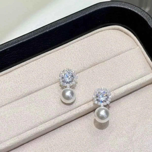 Zircon pearl drop earrings in 925 silver — additional view 2
