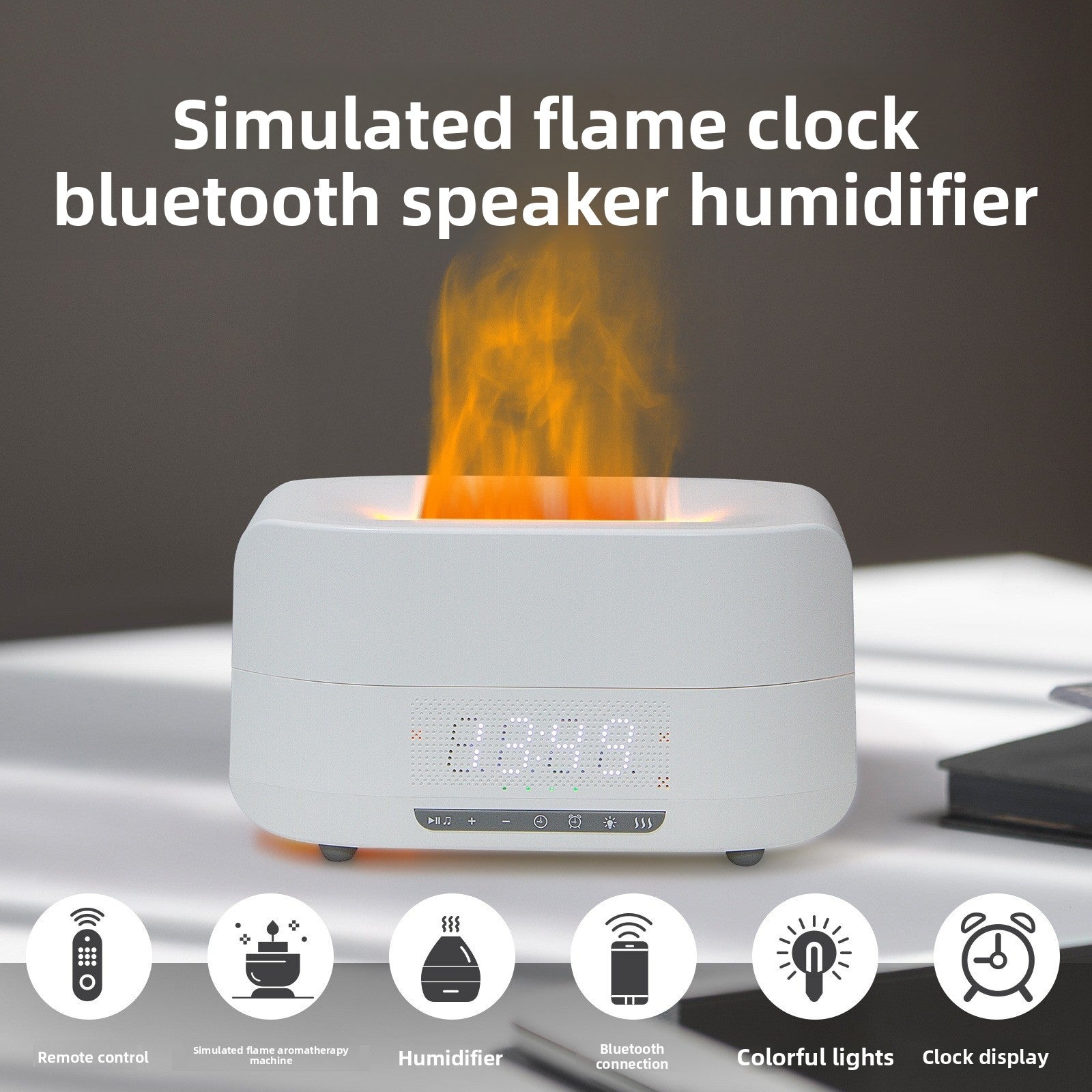 Flame effect aromatherapy machine with humidifier and Bluetooth speaker product photo Hauptbild