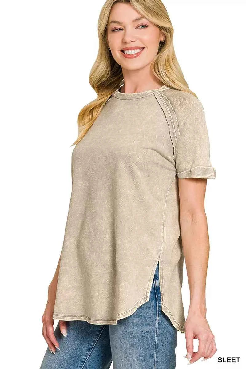 French Terry Washed Curved Hem Top Secondary image
