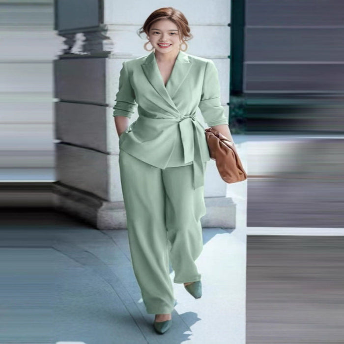 Elegant tie-waist suit set for women — primary view