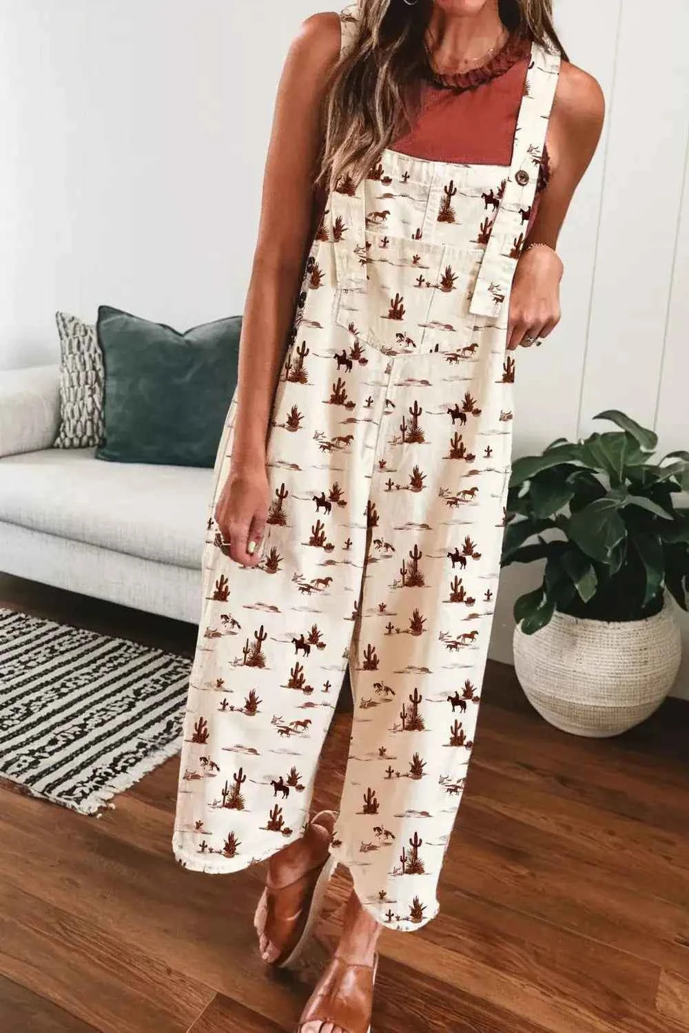 Chic Western Print Jumpsuit サブ画像