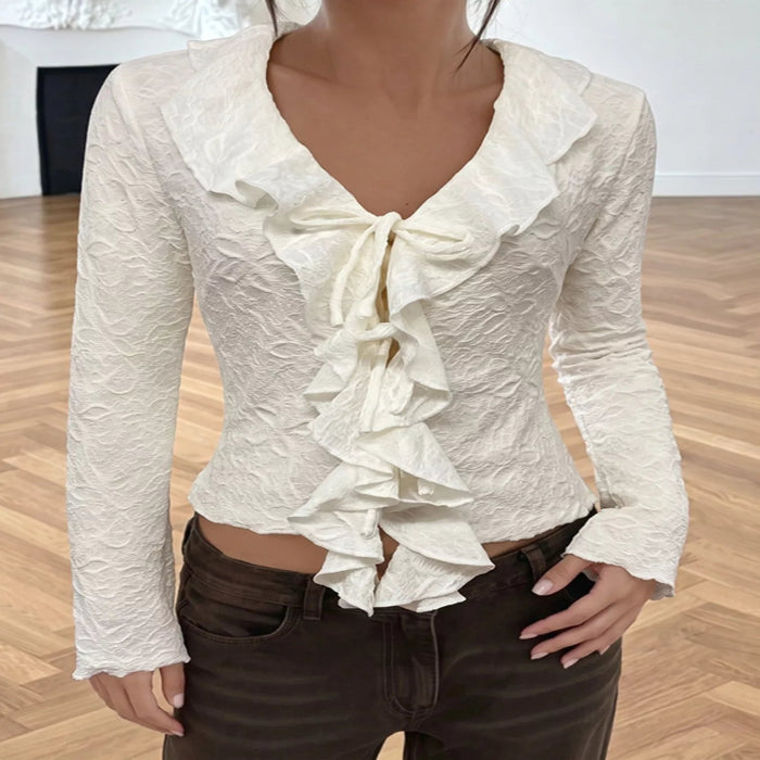 Ruffled Long-Sleeve T-Shirt — primary view Main image