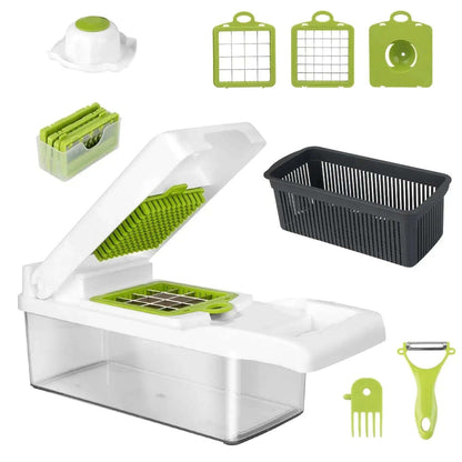12-In-1 Vegetable Chopper & Slicer Splashis 12-in-1 Vegetable Slicer 12-in-1-chopper adaptive-kitchen-tools adulting-essentials affordable-kitchen all-in-one-chopper apartment-kitchen arthritis-friendly batch-cooking beginner-chef
