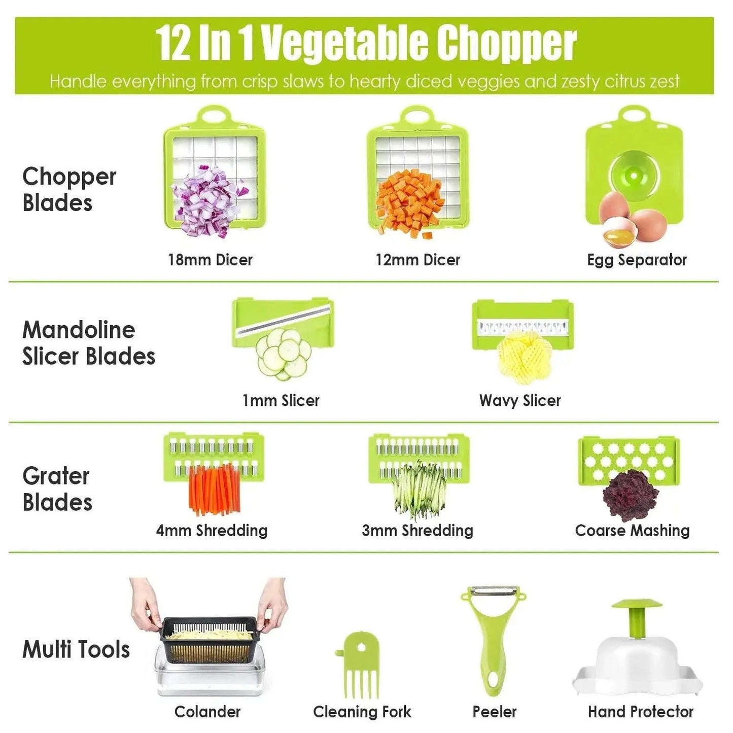 12-In-1 Vegetable Chopper & Slicer Splashis 12-in-1 Vegetable Slicer 12-in-1-chopper adaptive-kitchen-tools adulting-essentials affordable-kitchen all-in-one-chopper apartment-kitchen arthritis-friendly batch-cooking beginner-chef