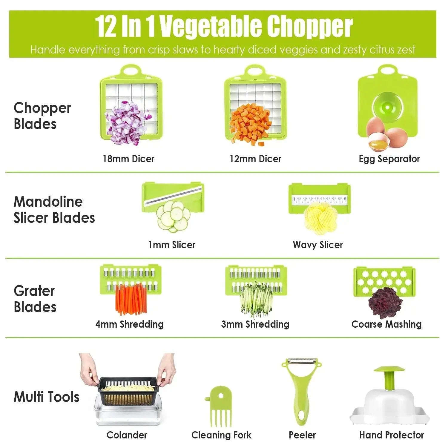 12-In-1 Vegetable Chopper & Slicer Splashis 12-in-1 Vegetable Slicer 12-in-1-chopper adaptive-kitchen-tools adulting-essentials affordable-kitchen all-in-one-chopper apartment-kitchen arthritis-friendly batch-cooking beginner-chef