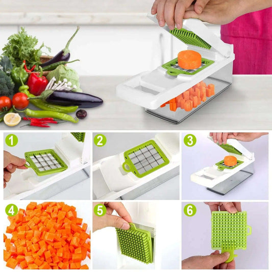 12-In-1 Vegetable Chopper & Slicer Splashis 12-in-1 Vegetable Slicer 12-in-1-chopper adaptive-kitchen-tools adulting-essentials affordable-kitchen all-in-one-chopper apartment-kitchen arthritis-friendly batch-cooking beginner-chef