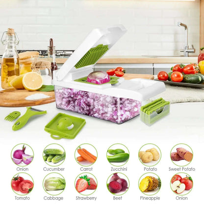 12-In-1 Vegetable Chopper & Slicer Splashis 12-in-1 Vegetable Slicer 12-in-1-chopper adaptive-kitchen-tools adulting-essentials affordable-kitchen all-in-one-chopper apartment-kitchen arthritis-friendly batch-cooking beginner-chef