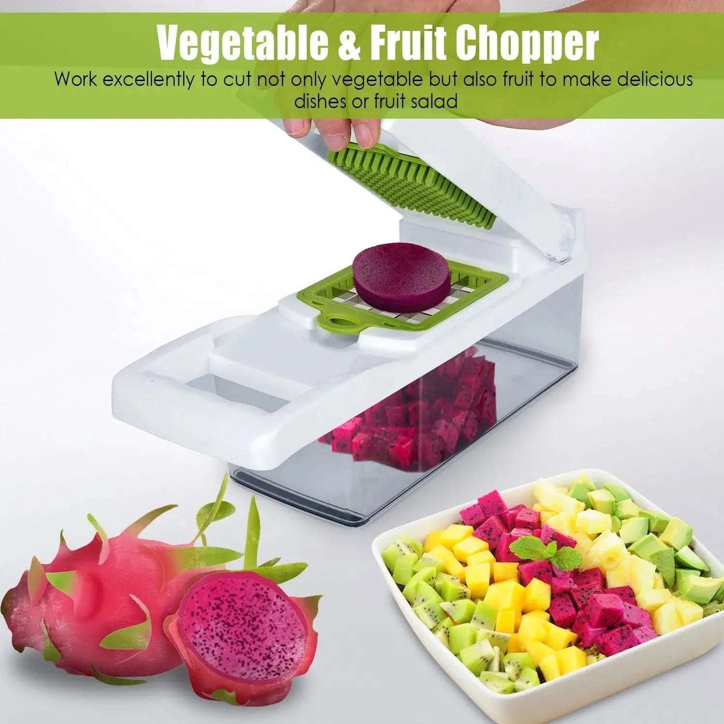 12-In-1 Vegetable Chopper & Slicer Splashis 12-in-1 Vegetable Slicer 12-in-1-chopper adaptive-kitchen-tools adulting-essentials affordable-kitchen all-in-one-chopper apartment-kitchen arthritis-friendly batch-cooking beginner-chef
