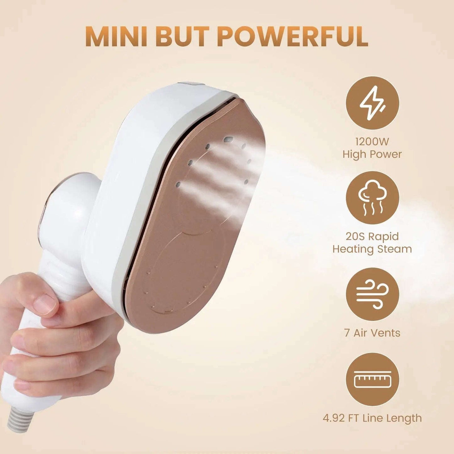 1200W Mini Portable Garment Steamer Splashis 110v 240v 1200 watt steamer 3 temperature settings 30 second heat up 360 degree steamer activewear steamer adjustable temperature airline approved steamer all fabric steamer aluminum boiler