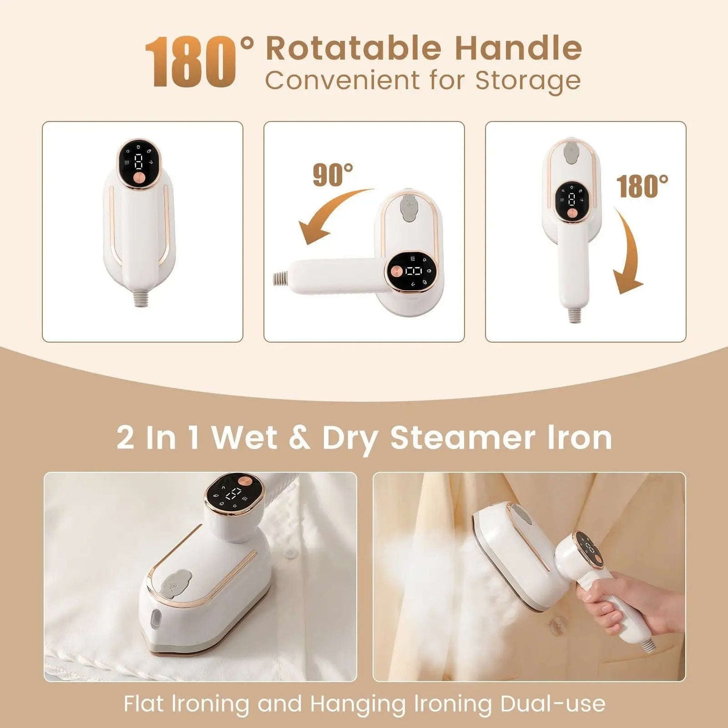 1200W Mini Portable Garment Steamer Splashis 110v 240v 1200 watt steamer 3 temperature settings 30 second heat up 360 degree steamer activewear steamer adjustable temperature airline approved steamer all fabric steamer aluminum boiler
