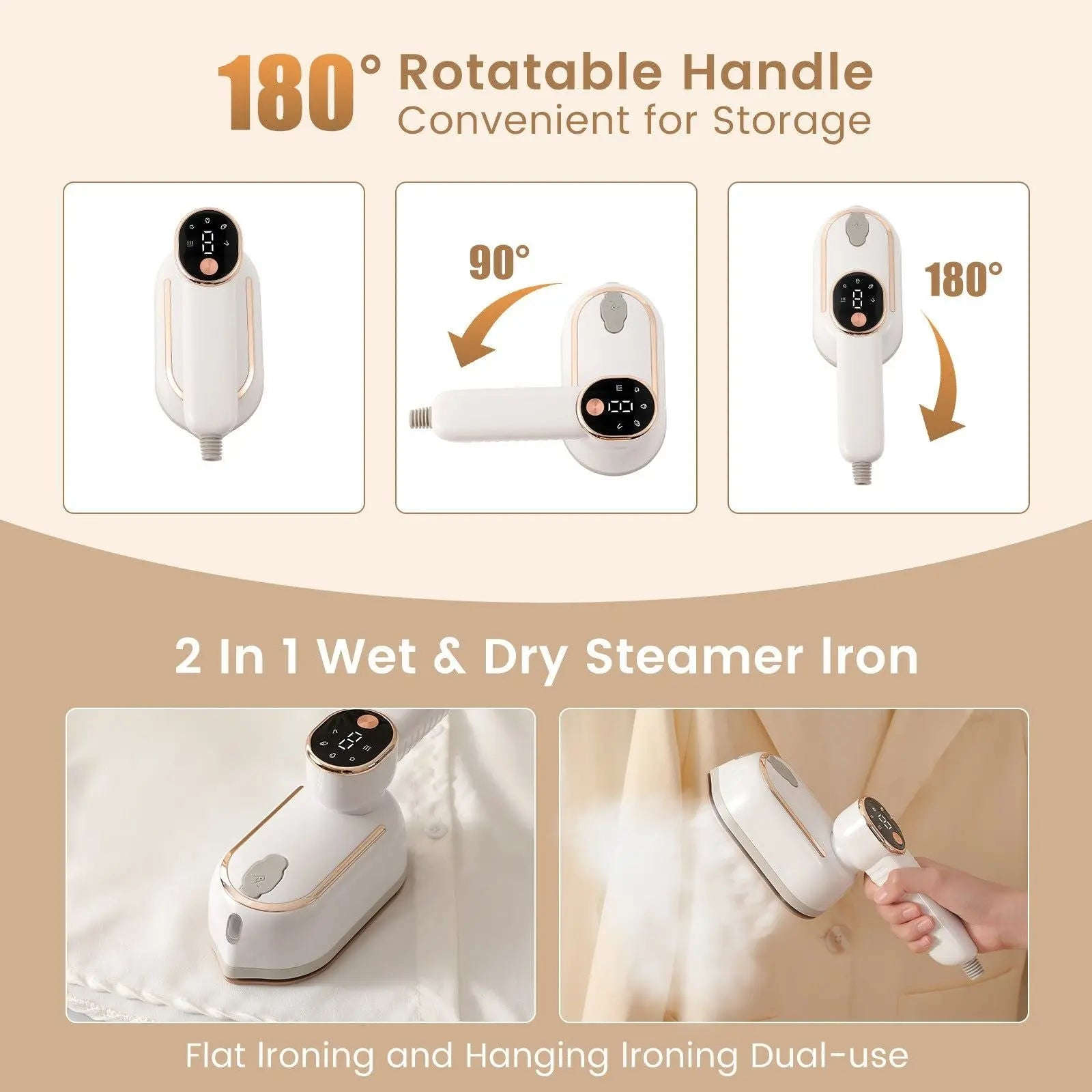 1200W Mini Portable Garment Steamer Splashis 110v 240v 1200 watt steamer 3 temperature settings 30 second heat up 360 degree steamer activewear steamer adjustable temperature airline approved steamer all fabric steamer aluminum boiler