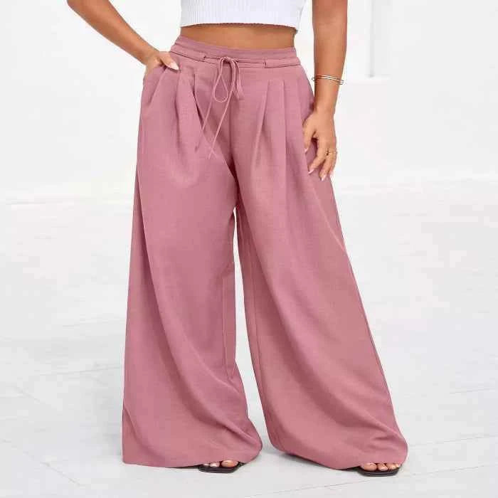 Plus size high-waisted wide-leg pants — primary view