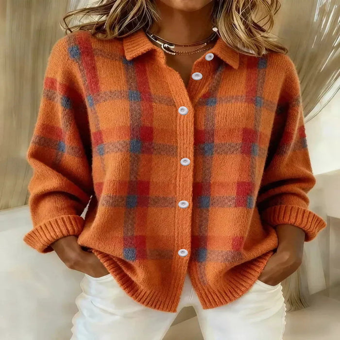 Plaid button-up cardigan — primary view Main image