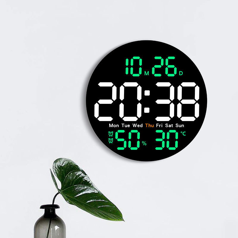 Multi-Function Digital Wall Clock with Temperature Humidity Display view 2