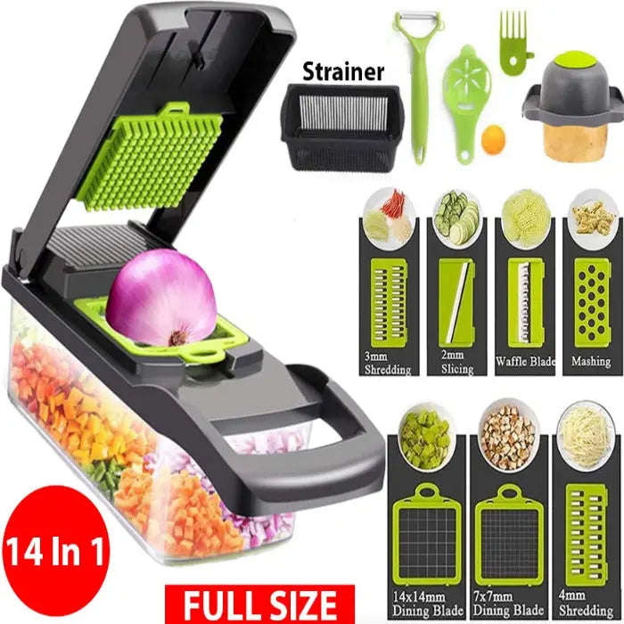 14-In-1 Vegetable Chopper & Slicer Splashis 14-in-1-chopper 420-steel-blades all-in-one-chopper allergen-free-cooking anti-inflammatory-diet-prep antioxidant-foods apartment-kitchen arthritis-friendly baby-food-maker baby-led-weaning
