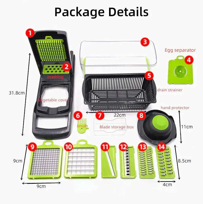 14-In-1 Vegetable Chopper & Slicer Splashis 14-in-1-chopper 420-steel-blades all-in-one-chopper allergen-free-cooking anti-inflammatory-diet-prep antioxidant-foods apartment-kitchen arthritis-friendly baby-food-maker baby-led-weaning