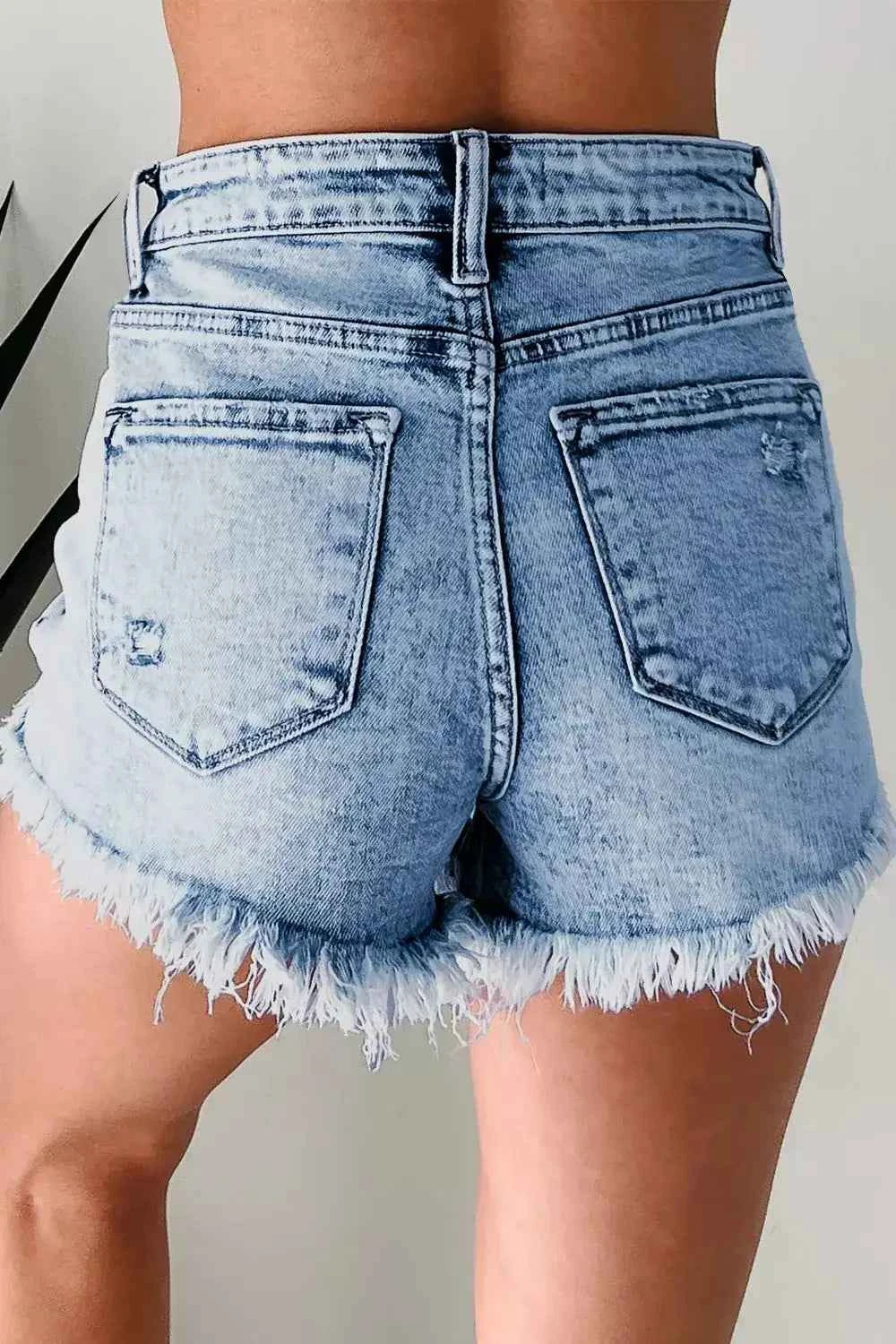Distressed denim shorts — additional view 2