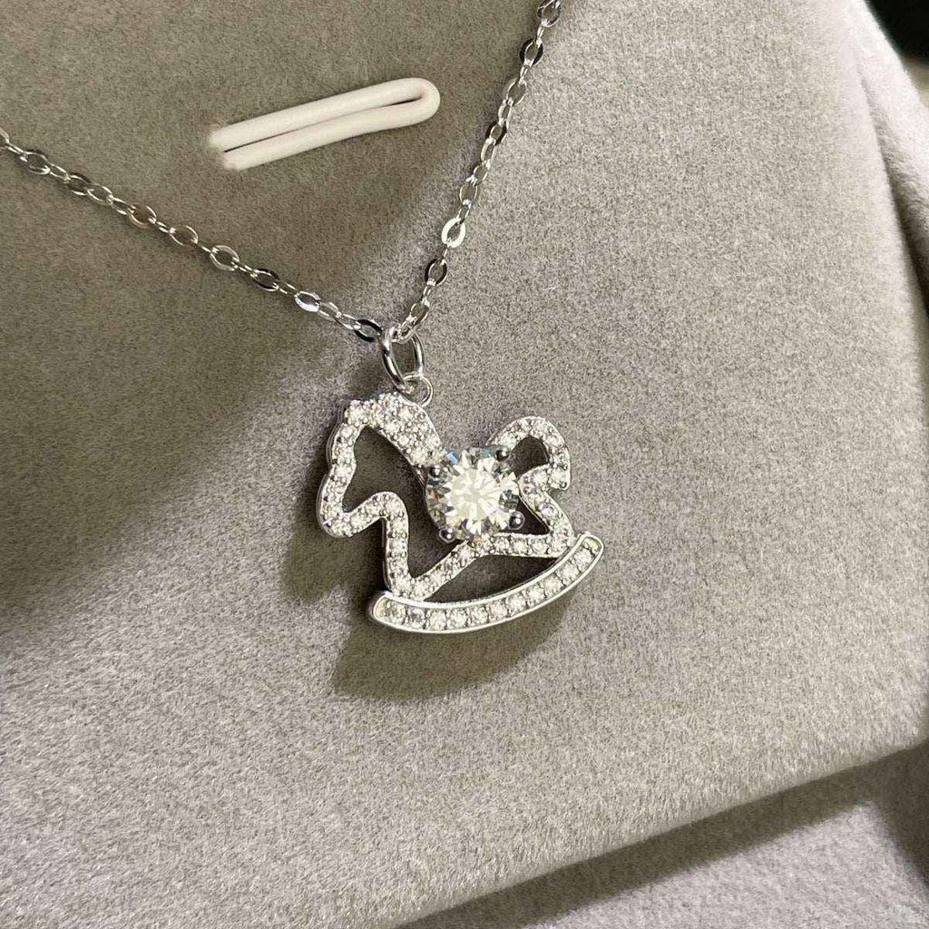 Moissanite rocking horse necklace in 925 silver — additional view 3