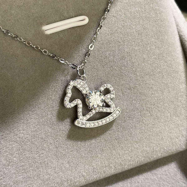 Moissanite rocking horse necklace in 925 silver — additional view 3