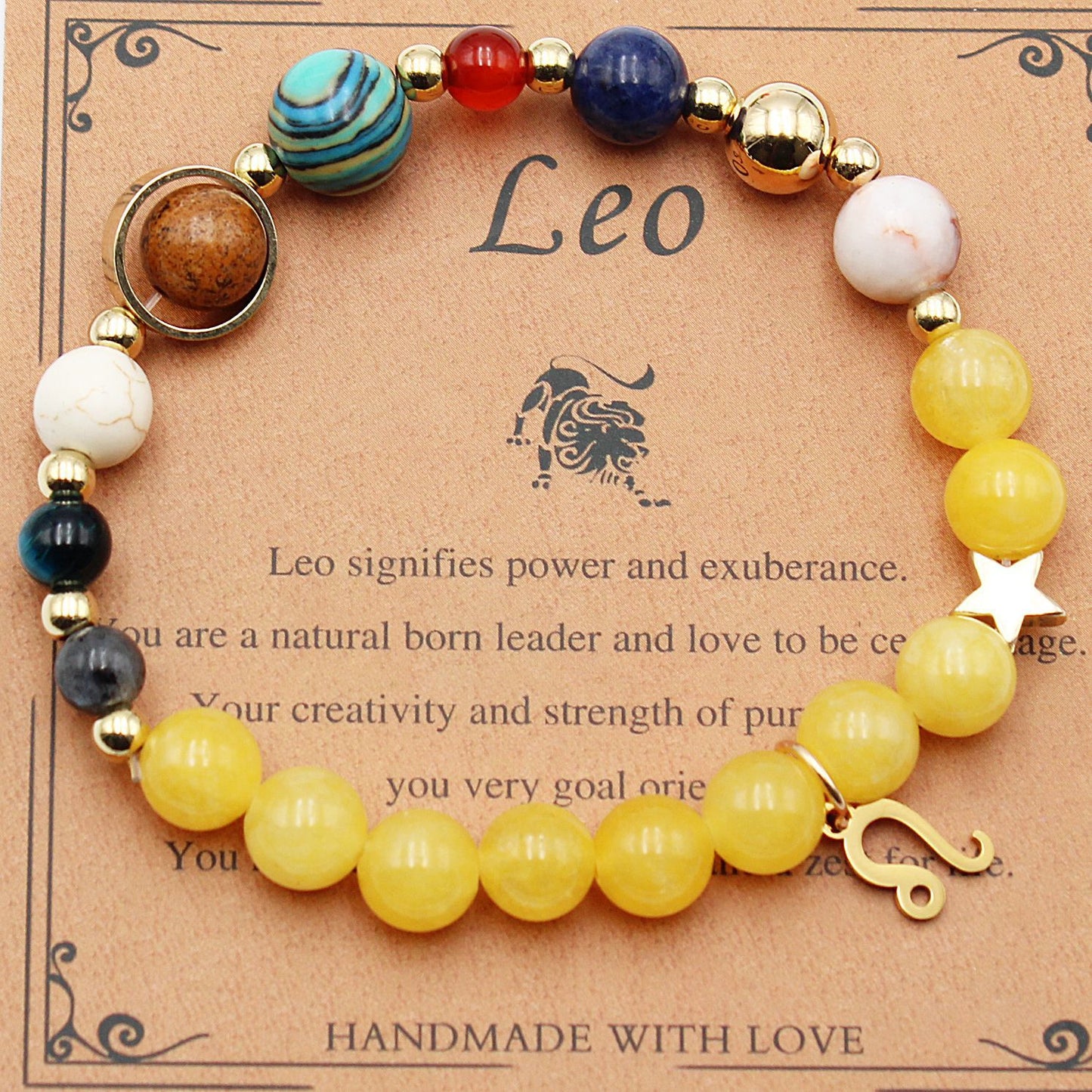 Eight Planets 12 Constellation Bracelet Morgan Stone Beaded Bracelet featuring zodiac signs and natural stones