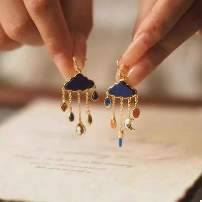 Cloud dangle earrings with colorful charms — primary view Main image