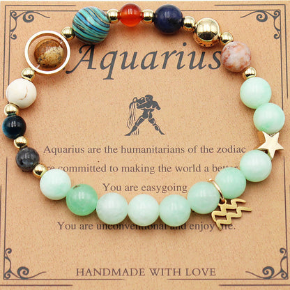 Eight Planets 12 Constellation Bracelet Morgan Stone Beaded Bracelet in various zodiac colors and styles
