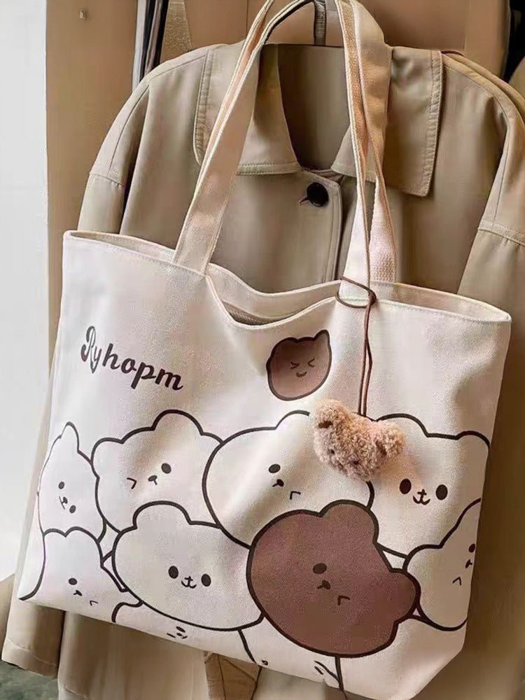 Bear motif bag metallic accent detail