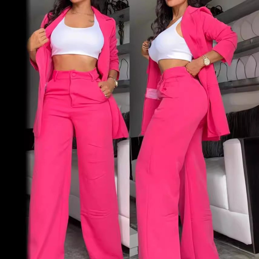 Split-sleeve lapel blazer and trouser suit set — additional view 2