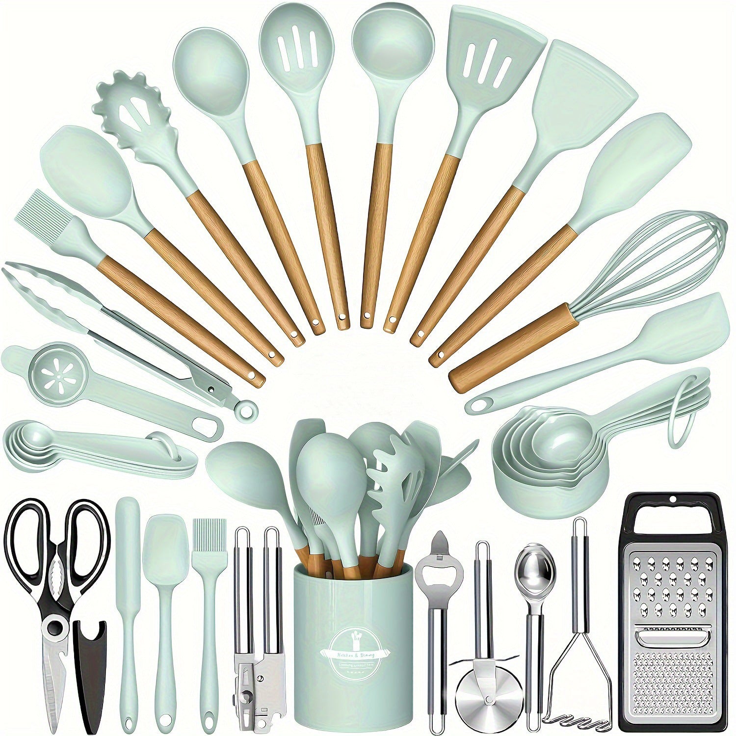 Kitchen tool set shown on kitchen counter