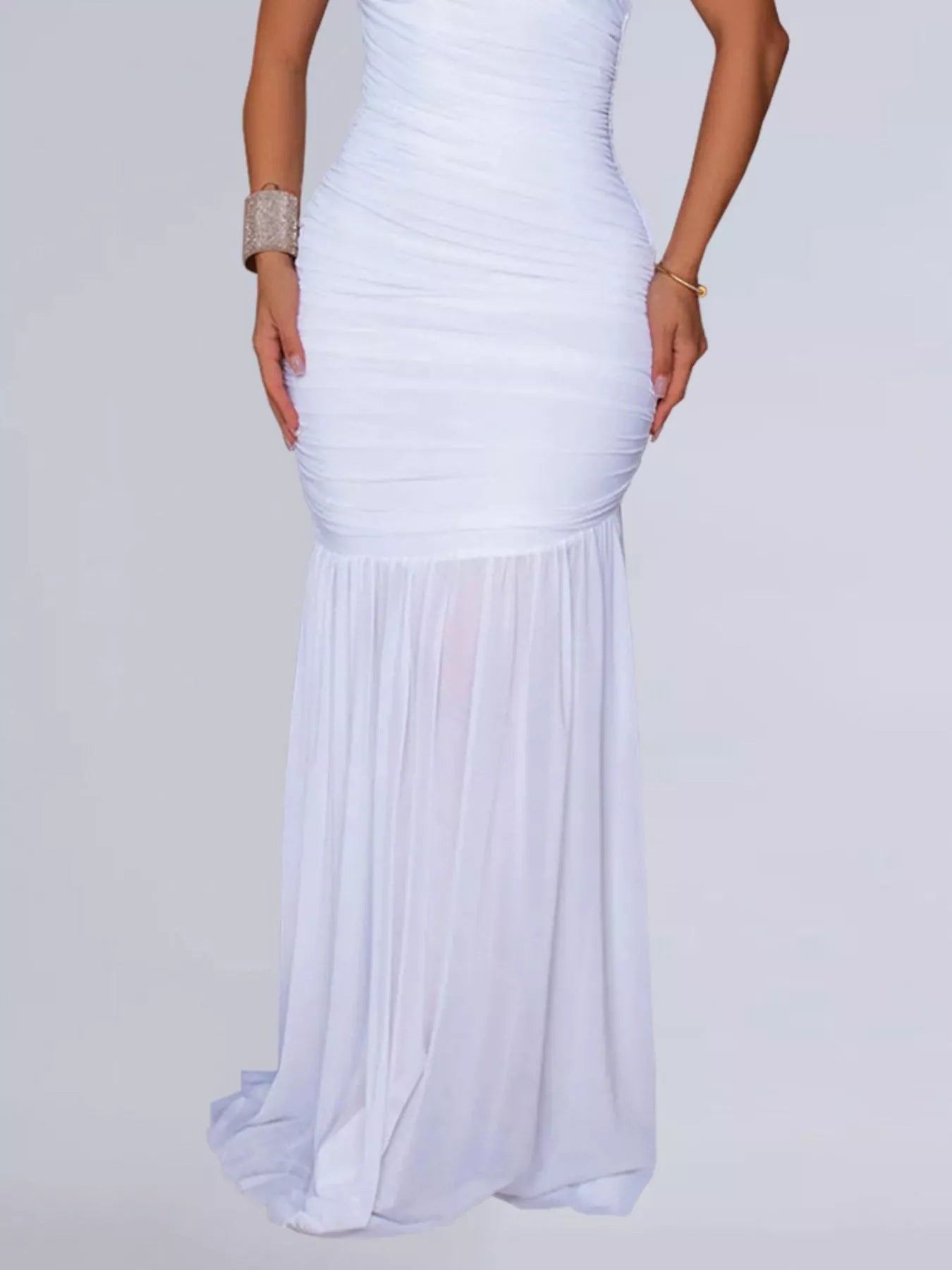 One-Shoulder Ruched Bodycon Maxi Dress-Maxi Dress.-Splashis-Splashis