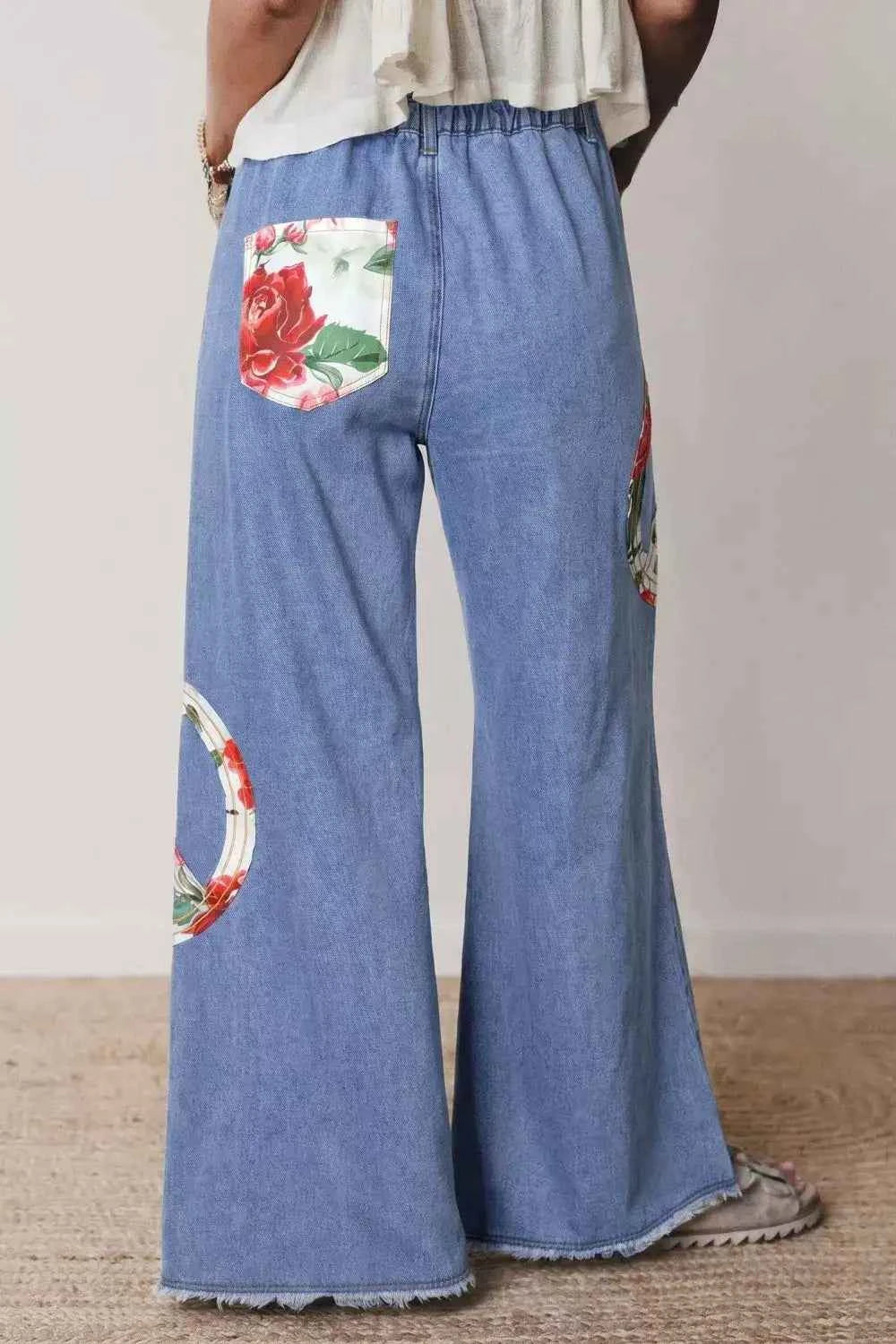 Retro Chic Floral Wide Leg Jeans Secondary image