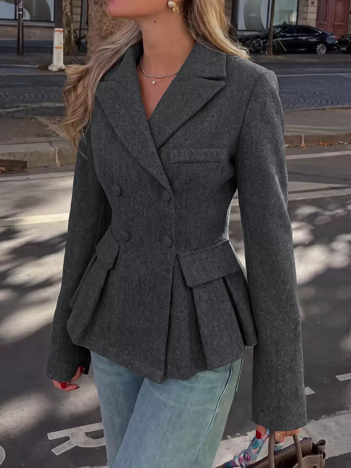 Double-Breasted Peplum Blazer Secondary image