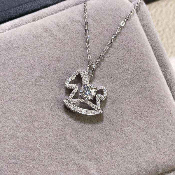 Moissanite rocking horse necklace in 925 silver — primary view