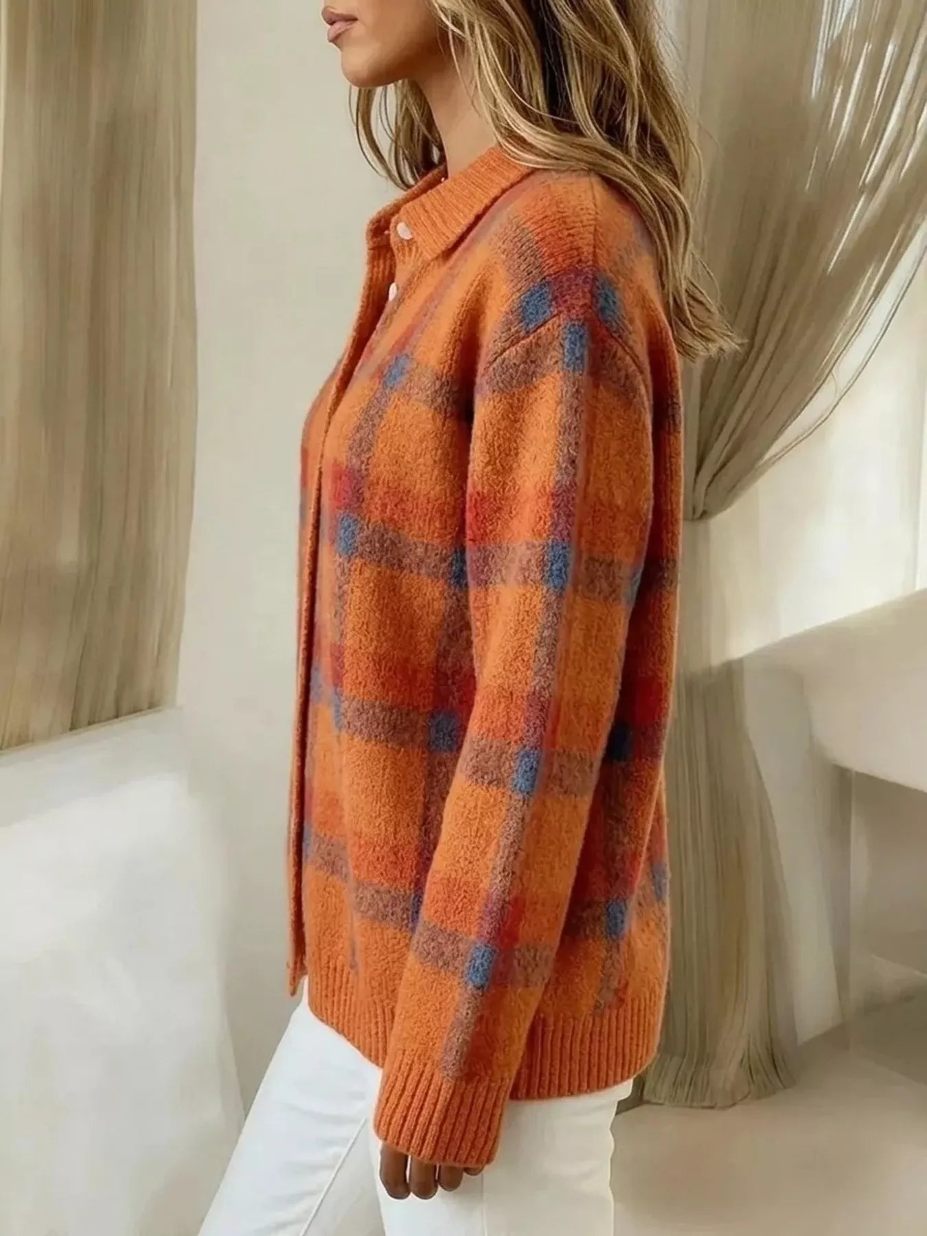 Plaid Button-Up Cardigan Secondary image
