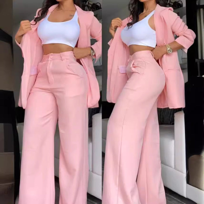 Split-sleeve lapel blazer and trouser suit set — primary view Main image