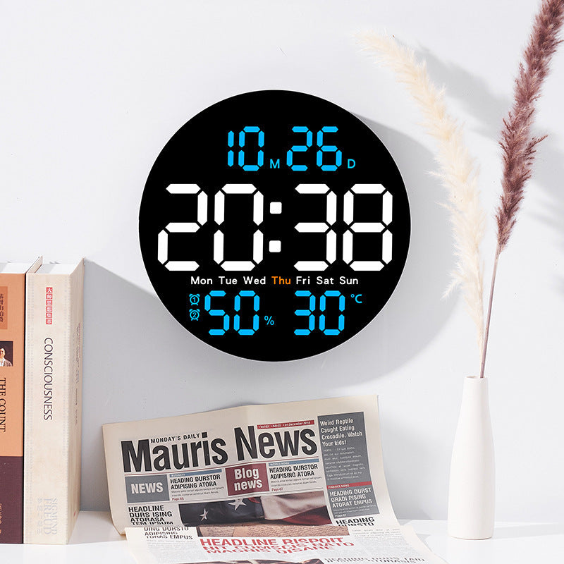 Multi-Function Digital Wall Clock with Temperature Humidity Display product photo Hauptbild