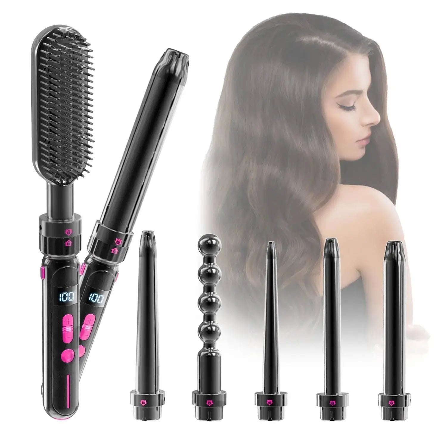 2-in-1 Curling & Straightening Iron Splashis 110-220v styling iron 2 in 1 curling iron and straightener 2 tools in 1 2024 hair trends 21mm curling iron 25mm styling wand 30 second heat up 30 temperature settings 30mm barrel 360 swivel cord