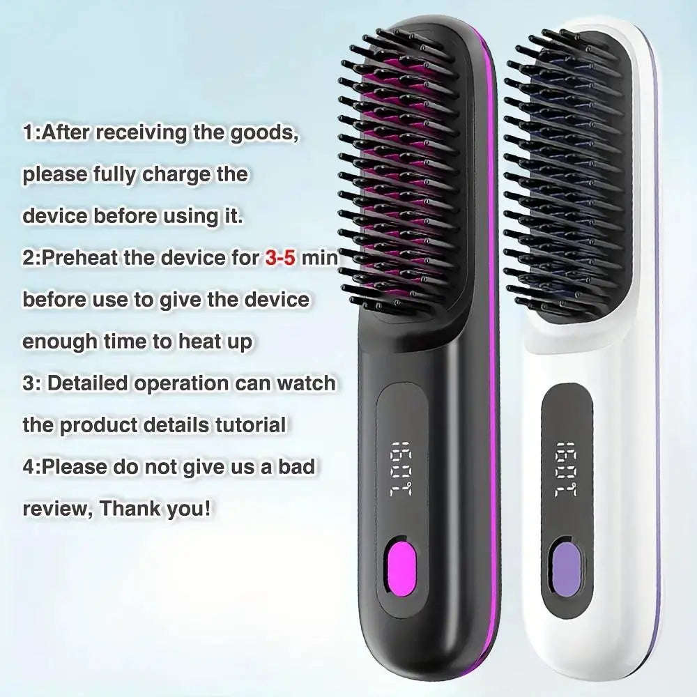 2-in-1 Wireless Hair Straightener Brush Splashis 2 in 1 hair straightener curler 2-in-1 hair tool affordable beauty affordable hair straightener affordable luxury beauty all in one hair tool anti frizz hair brush anti scald hair brush