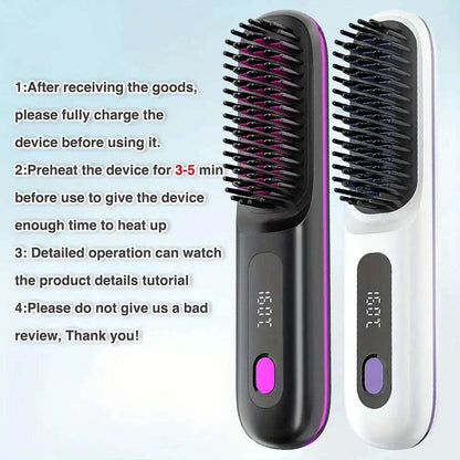 2-in-1 Wireless Hair Straightener Brush Splashis 2 in 1 hair straightener curler 2-in-1 hair tool affordable beauty affordable hair straightener affordable luxury beauty all in one hair tool anti frizz hair brush anti scald hair brush