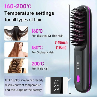2-in-1 Wireless Hair Straightener Brush Splashis 2 in 1 hair straightener curler 2-in-1 hair tool affordable beauty affordable hair straightener affordable luxury beauty all in one hair tool anti frizz hair brush anti scald hair brush