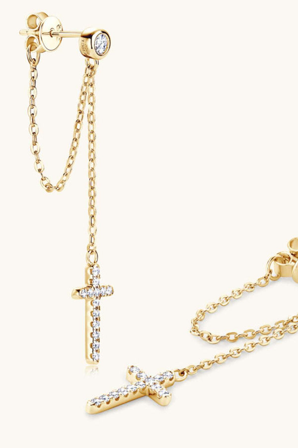 Moissanite cross earrings in 925 sterling silver — additional view 6